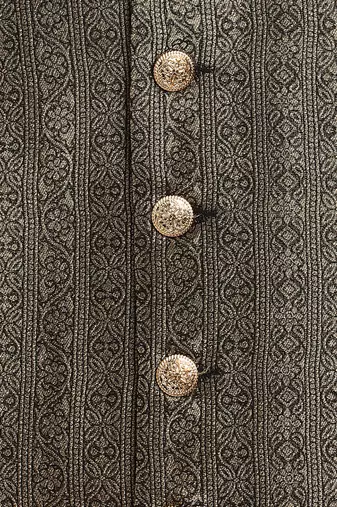 Black embroidered brocade nehru jacket