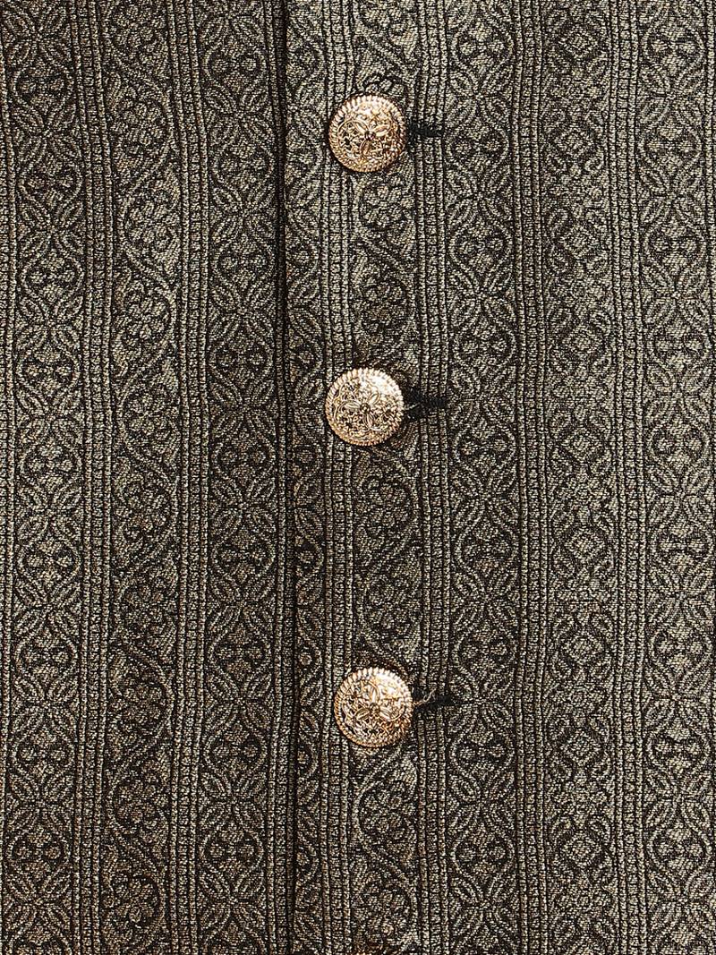 Black embroidered brocade nehru jacket
