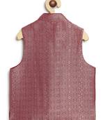 Maroon embroidered brocade nehru jacket