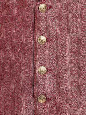 Maroon embroidered brocade nehru jacket 3