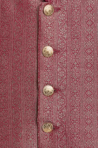 Maroon embroidered brocade nehru jacket