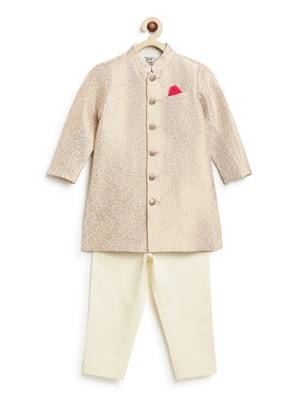 Gold embroidered brocade bandhgala set 2