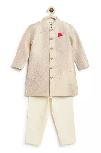 Gold embroidered brocade bandhgala set
