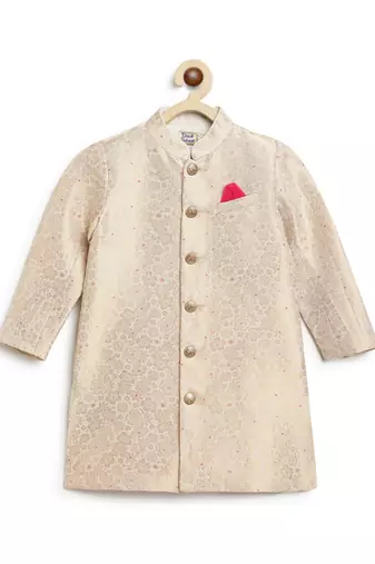 Gold embroidered brocade bandhgala set