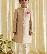 Gold embroidered brocade bandhgala set