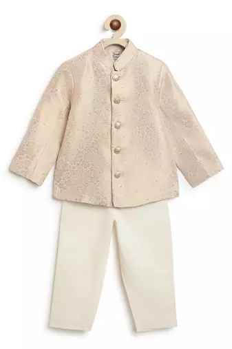 Gold embroidered brocade bandhgala set