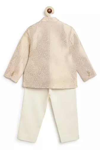 Gold embroidered brocade bandhgala set