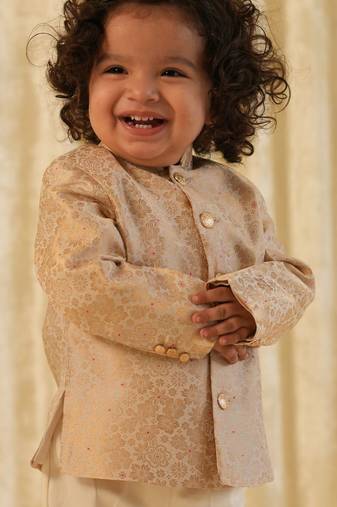 Gold embroidered brocade bandhgala set