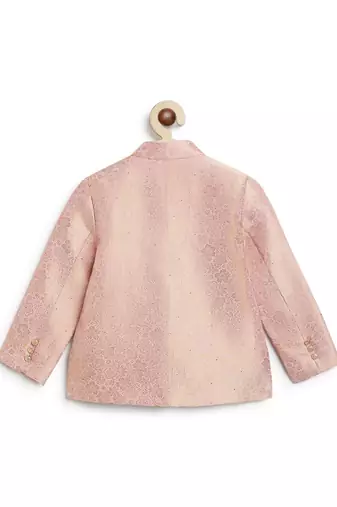 Pink embroidered brocade bandhgala set