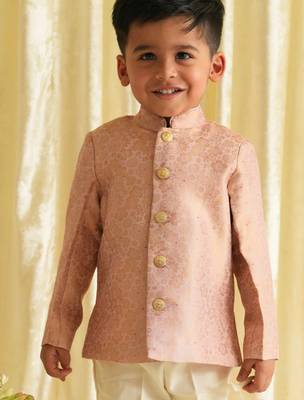 Pink embroidered brocade bandhgala 1