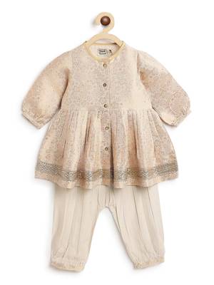 White embroidered brocade kurta set 2