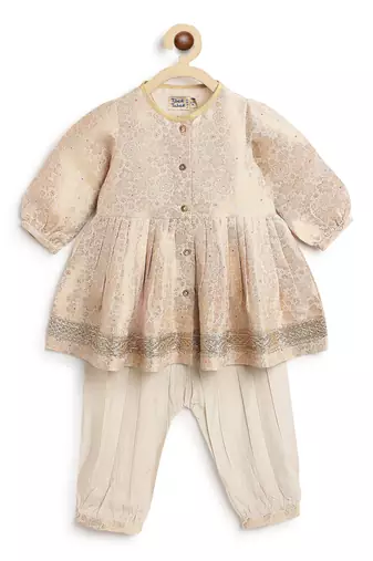 White embroidered brocade kurta set
