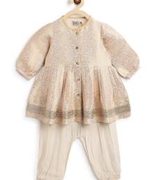 White embroidered brocade kurta set