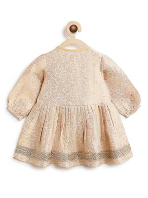 White embroidered brocade kurta set 4
