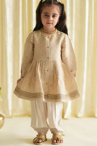 White embroidered brocade kurta set