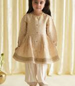 White embroidered brocade kurta set