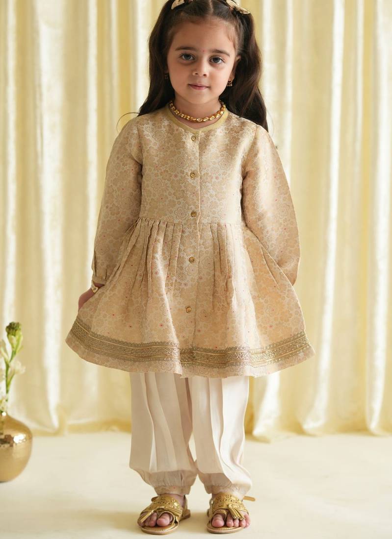 White embroidered brocade kurta set