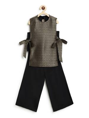 Black embroidered brocade co ord set 2