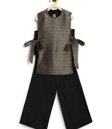 Black embroidered brocade co ord set