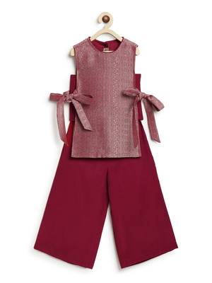 Maroon embroidered brocade co ord set 2