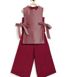 Maroon embroidered brocade co ord set