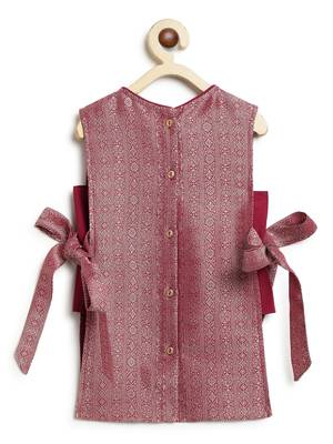 Maroon embroidered brocade co ord set 4