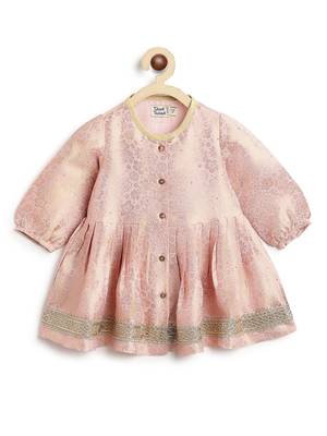 Pink embroidered brocade kurta set 3