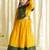 Yellow embroidered brocade lehenga set