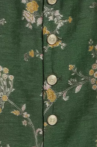 Green embroidered brocade bandhgala