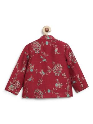 Red embroidered brocade bandhgala 3