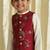 Red embroidered brocade nehru jacket