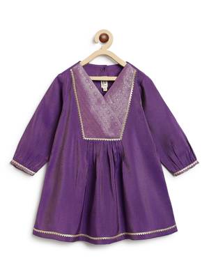Purple embroidered brocade kurta set 3