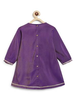 Purple embroidered brocade kurta set 4