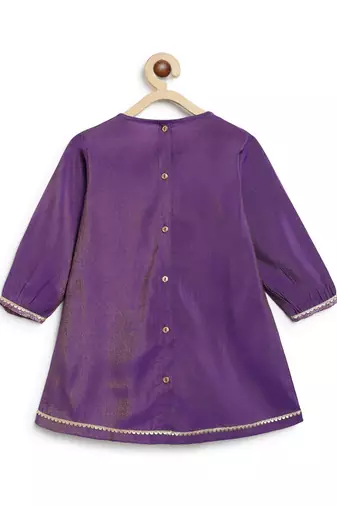 Purple embroidered brocade kurta set