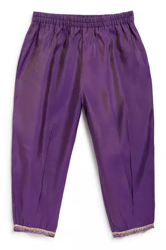 Purple embroidered brocade kurta set