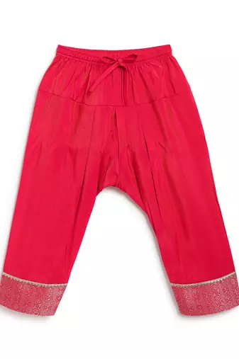 Red embroidered brocade kurta set