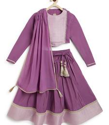 Purple embroidered brocade lehenga set