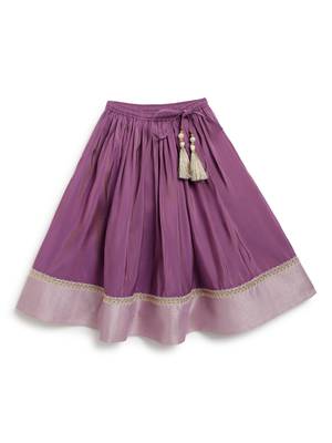 Purple embroidered brocade lehenga set 5