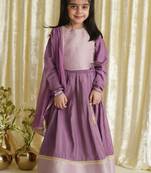 Purple embroidered brocade lehenga set