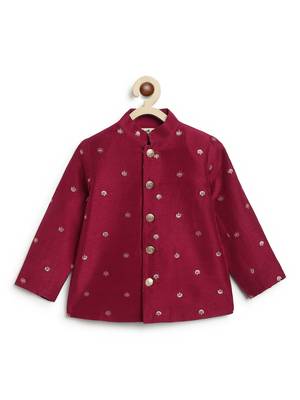 Maroon embroidered brocade bandhgala 1