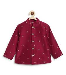 Maroon embroidered brocade bandhgala