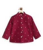 Maroon embroidered brocade bandhgala