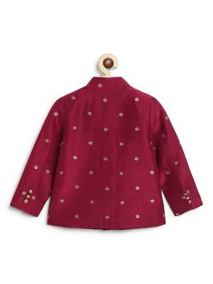 Maroon embroidered brocade bandhgala 2