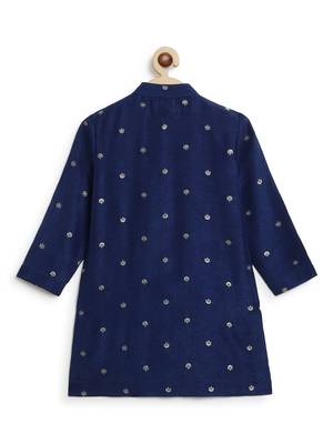 Blue embroidered brocade kurta pyjama 4