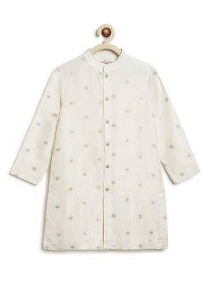 White embroidered brocade kurta pyjama 3