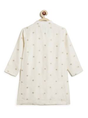 White embroidered brocade kurta pyjama 4