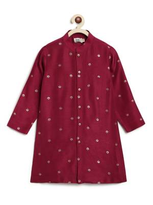 Maroon embroidered brocade kurta pyjama 3