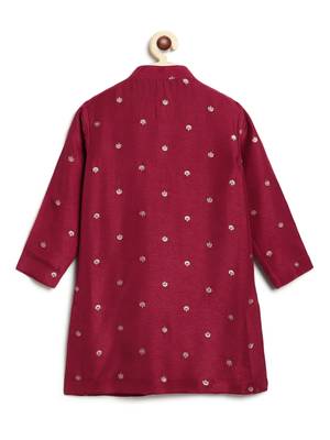 Maroon embroidered brocade kurta pyjama 4