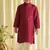 Maroon embroidered brocade kurta pyjama