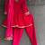 Red embroidered velvet kurta set